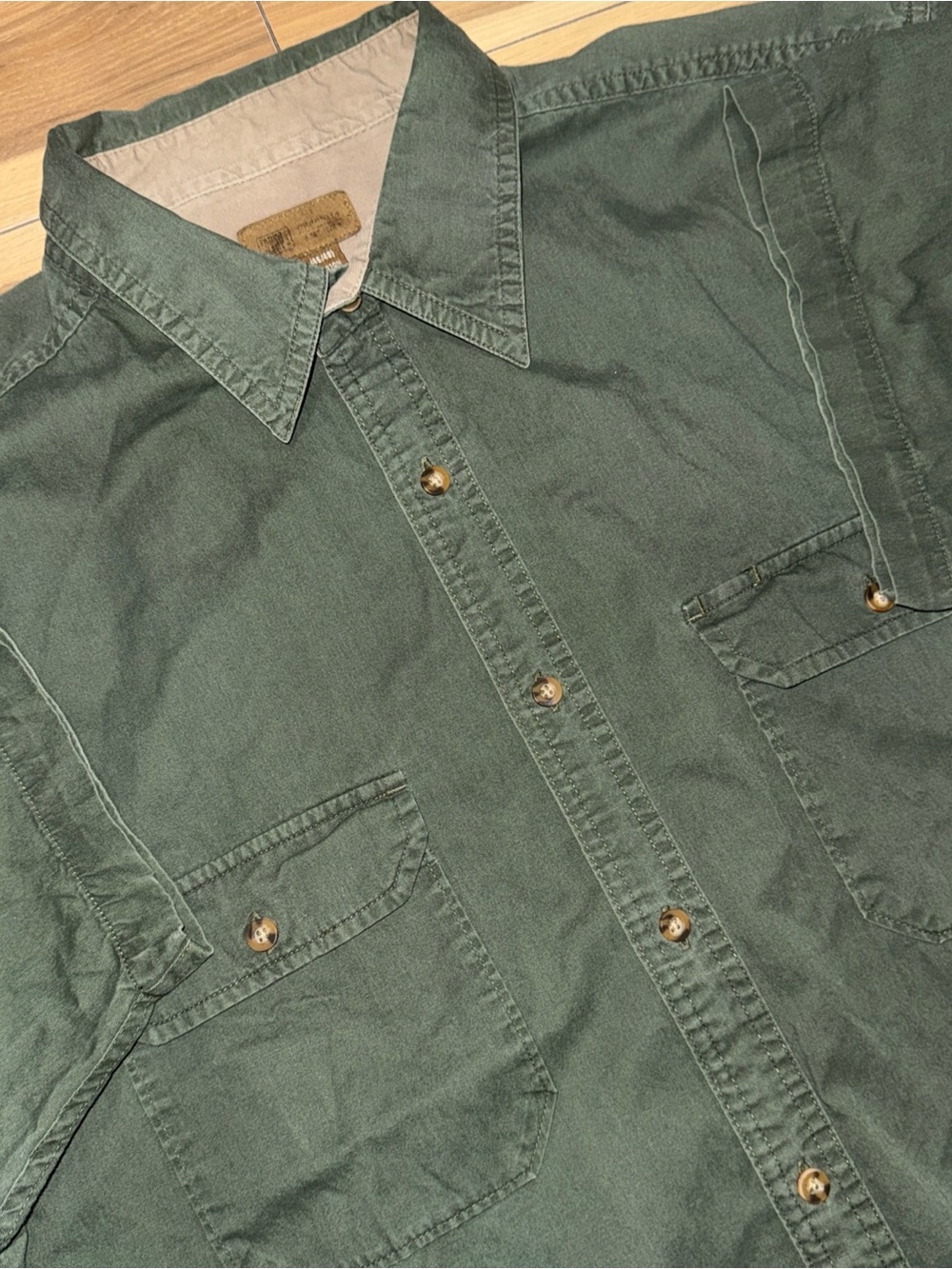 Faded Glory Utility Shirt Short Sleeve Button Up Uniform Army Green XL Asia Fit